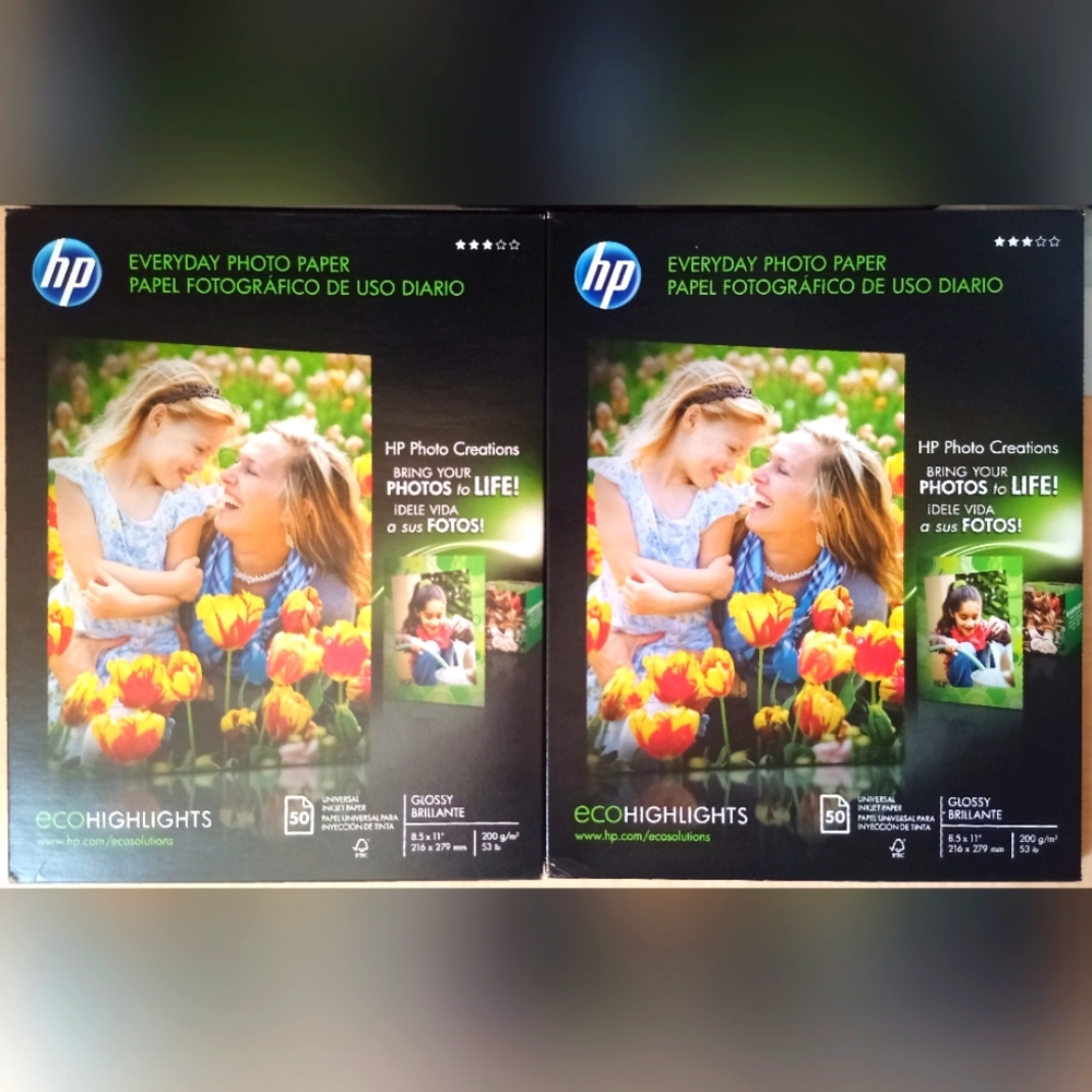 HP Everyday Photo Paper, Glossy, Q8723A, 2 NIB packs (50 sheets each)